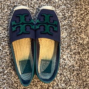 Tory Burch Navy and Green Espadrilles